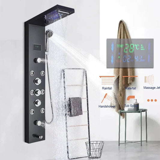 LED Jet Rainfall Shower Tower Spa System - KozyTrends