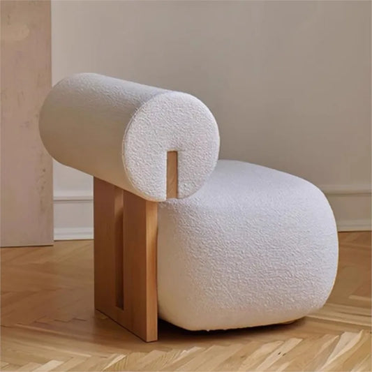 Modern Nordic Velvet Lounge Chair - cream