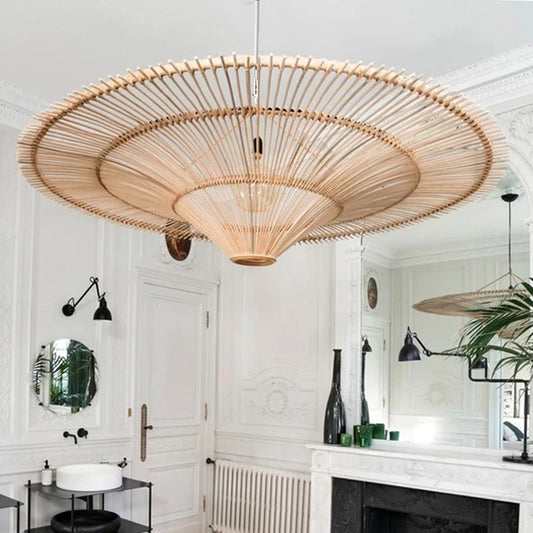 Large Wicker Rattan Pendant Lamp