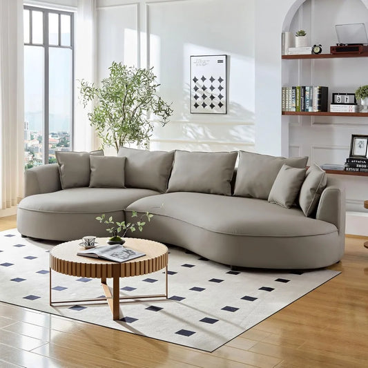 Modern Curved Boucle Sectional Sofa - grey