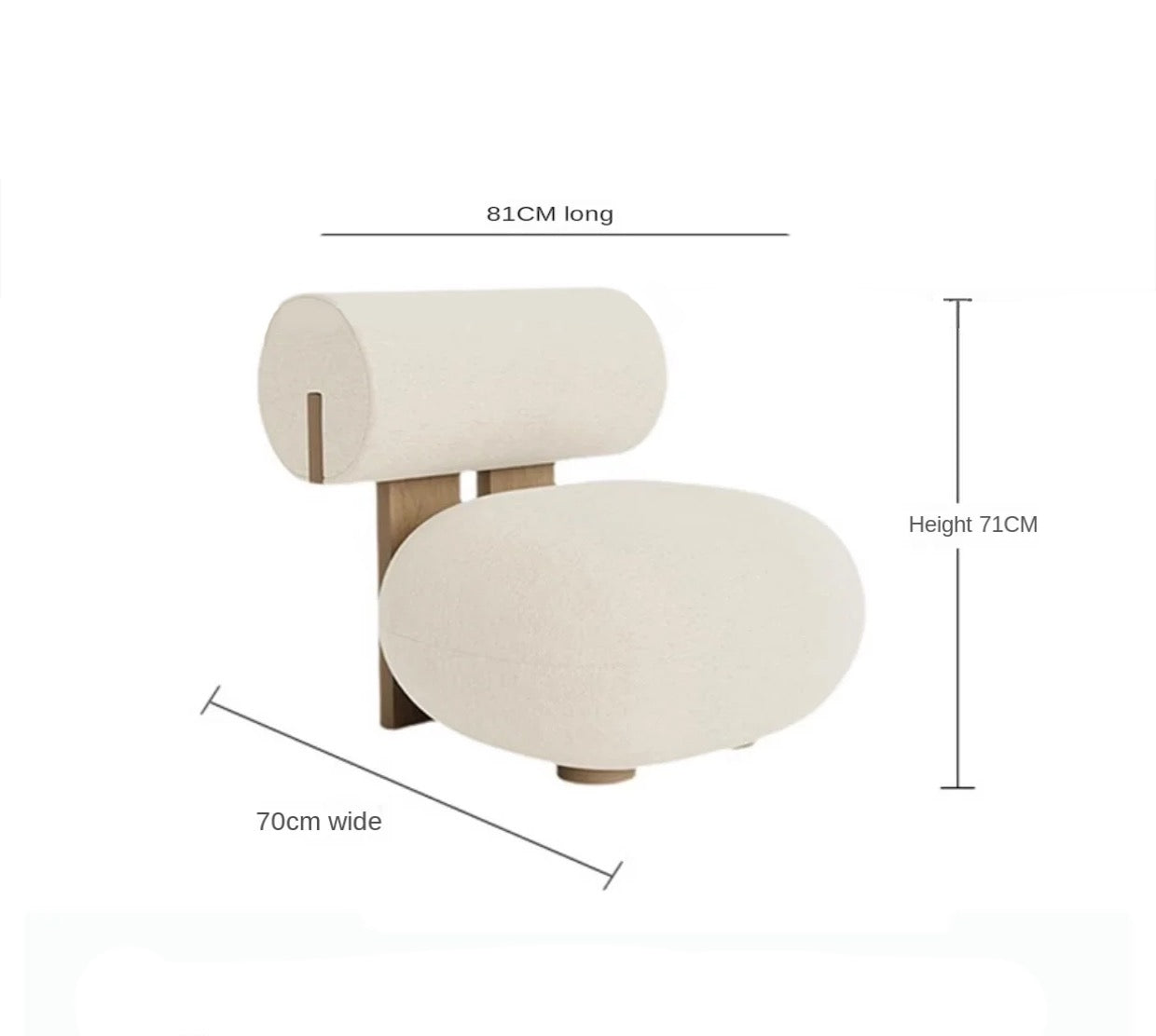 Modern Nordic Velvet Lounge Chair - measurements