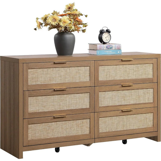 Boho Rattan 6-Drawer Dresser - main photo