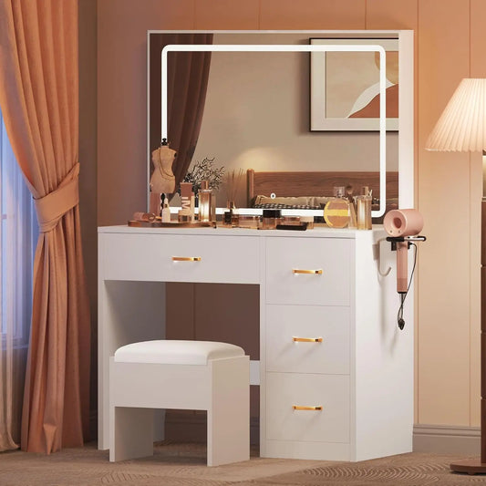 Makeup Vanity Desk with LED Mirror - KozyTrends