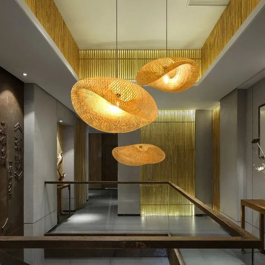 Handwoven Bamboo Pendant Light- hallway