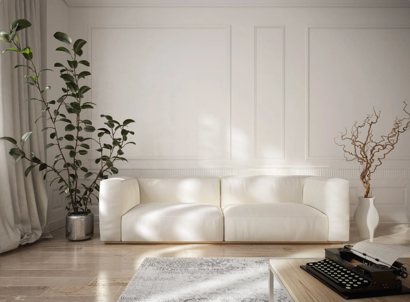 Elegant minimalist living room for spring collection