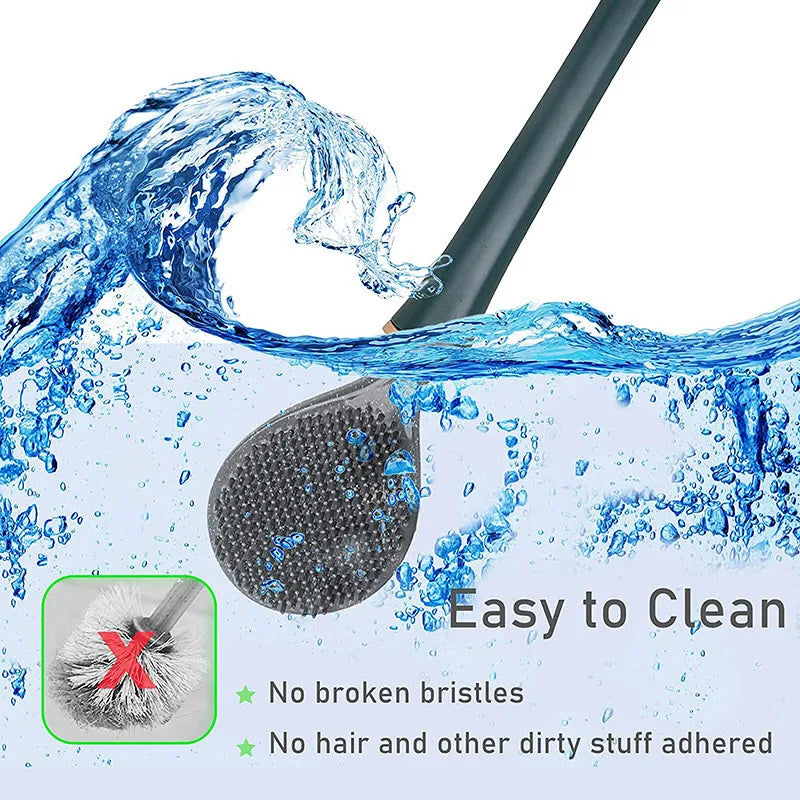 Wall-Mounted Silicone Toilet Brushes With Holder Set - KozyTrends