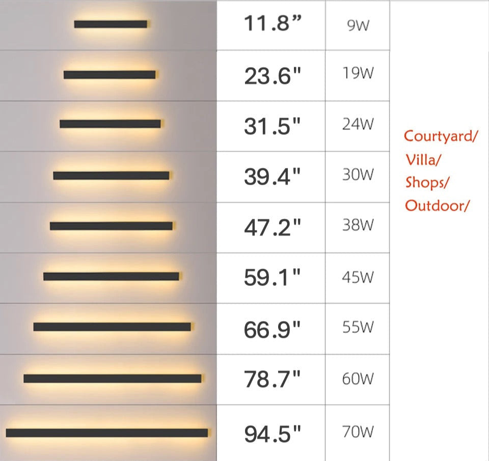 Modern LED Outdoor Wall Light - sizes