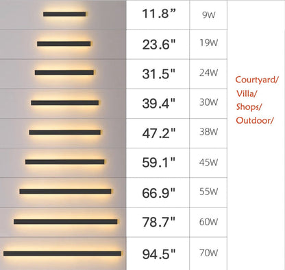 Modern LED Outdoor Wall Light - sizes