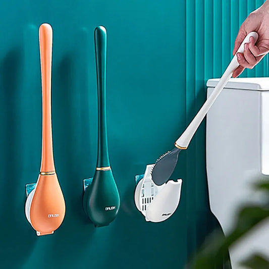 Wall-Mounted Silicone Toilet Brushes With Holder Set - KozyTrends