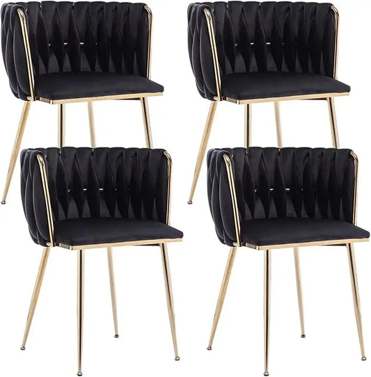 Modern Velvet Tufted Dining Chairs - black set of 4