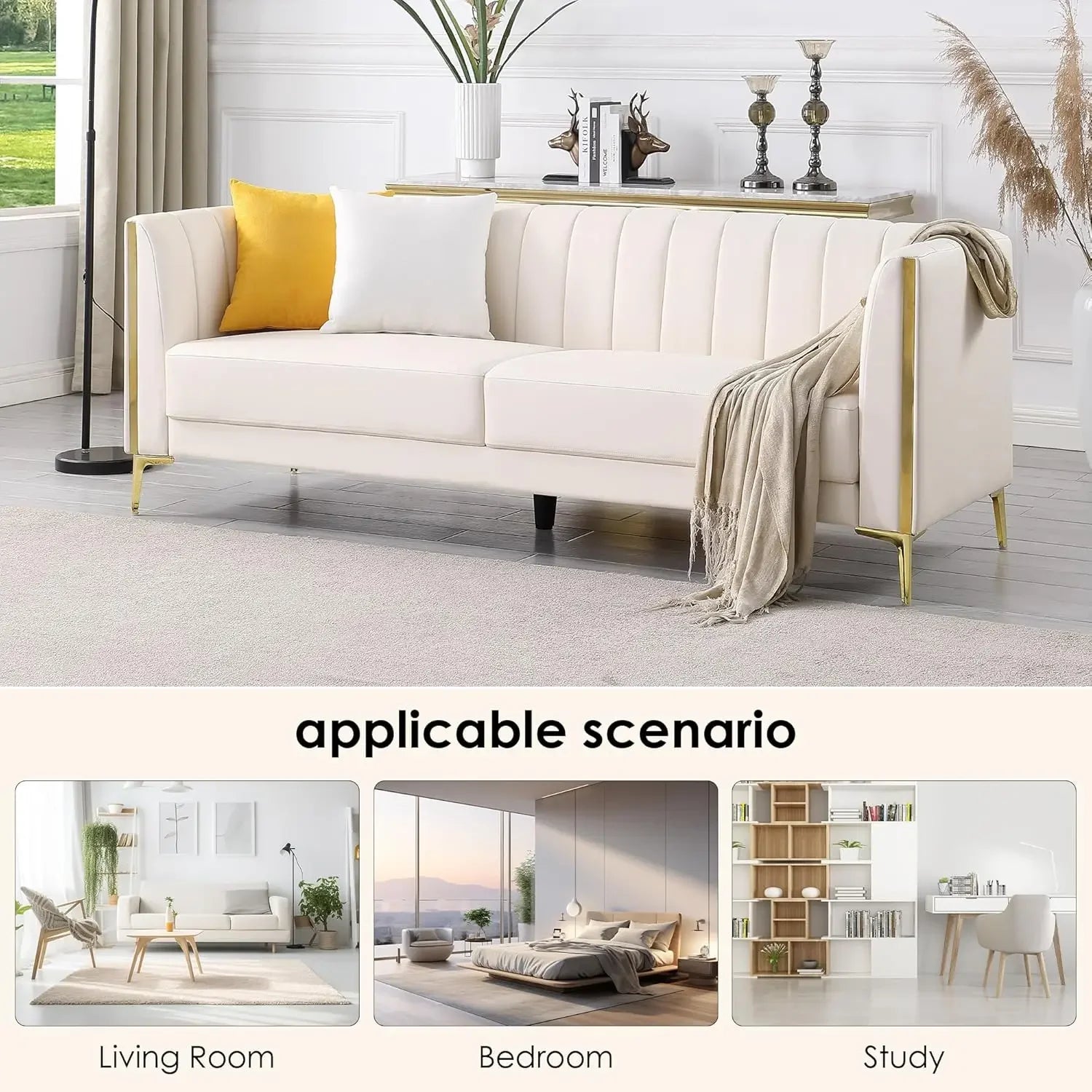 6.5' Modern Faux Leather Sofa - applicable