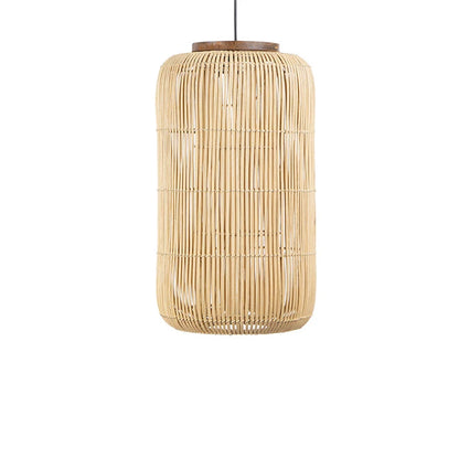 Handwoven Wabi-Sabi Rattan Pendant Light - beige