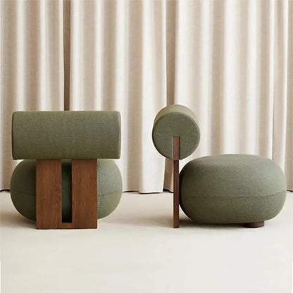 Modern Nordic Velvet Lounge Chair - green side