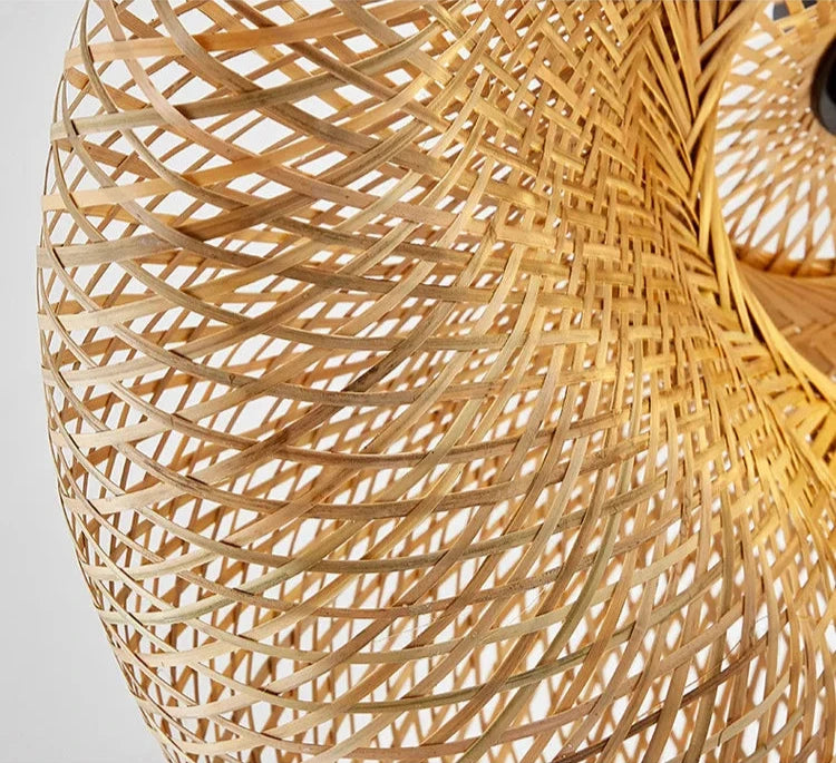 Handwoven Bamboo Pendant Light - inside