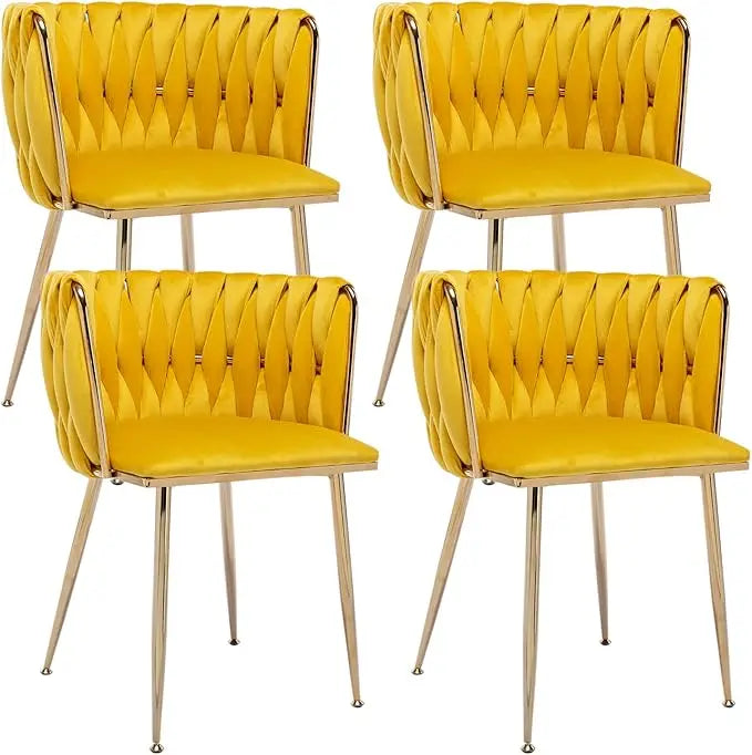 Modern Velvet Tufted Dining Chairs - yellow set of 4