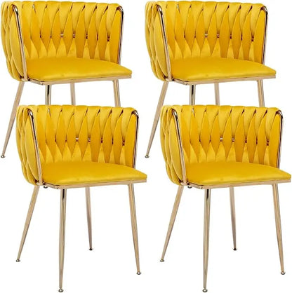 Modern Velvet Tufted Dining Chairs - yellow set of 4
