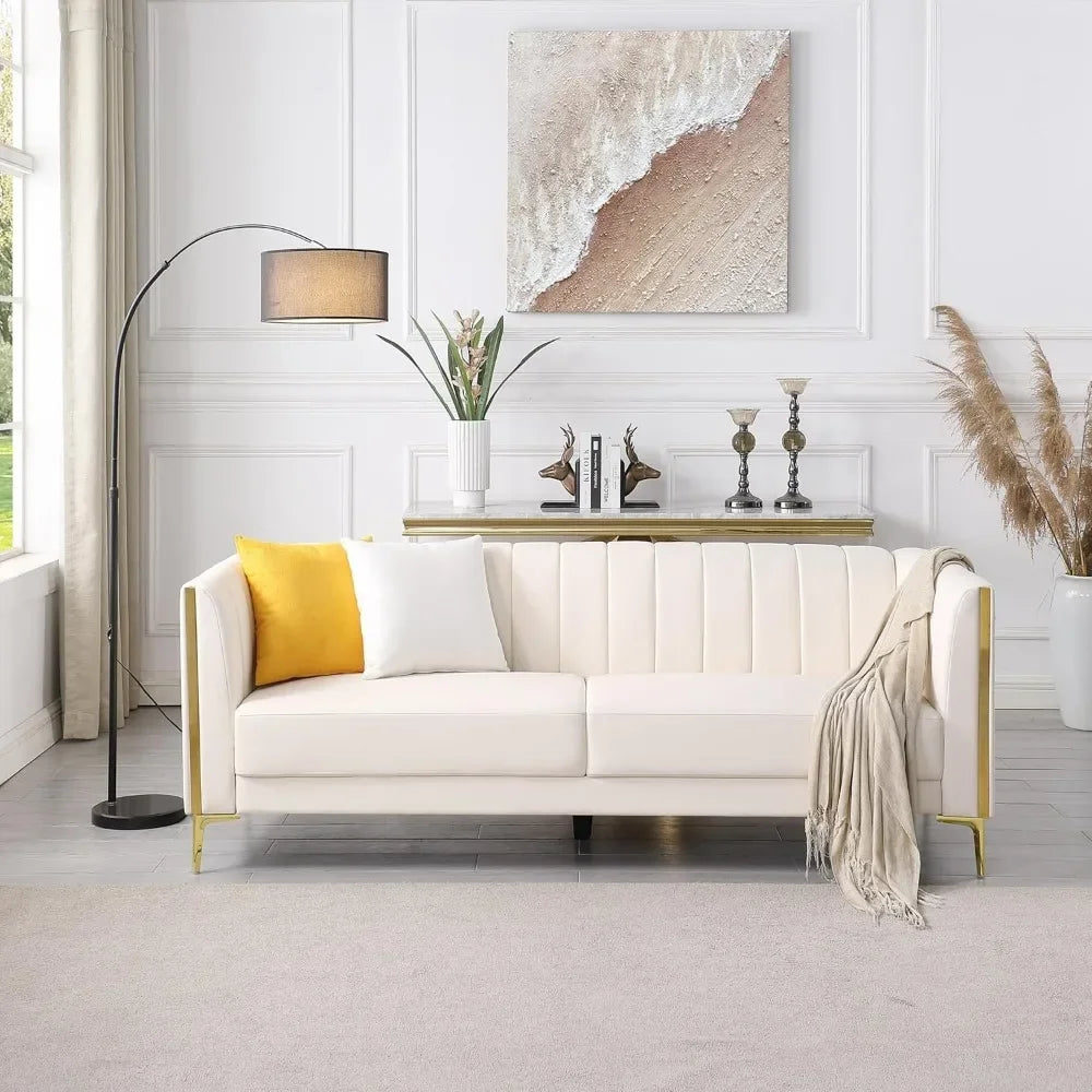 6.5' Modern Faux Leather Sofa - Front view