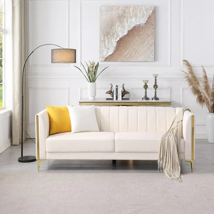 6.5' Modern Faux Leather Sofa - Front view