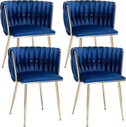 Modern Velvet Tufted Dining Chairs - blue set of 4
