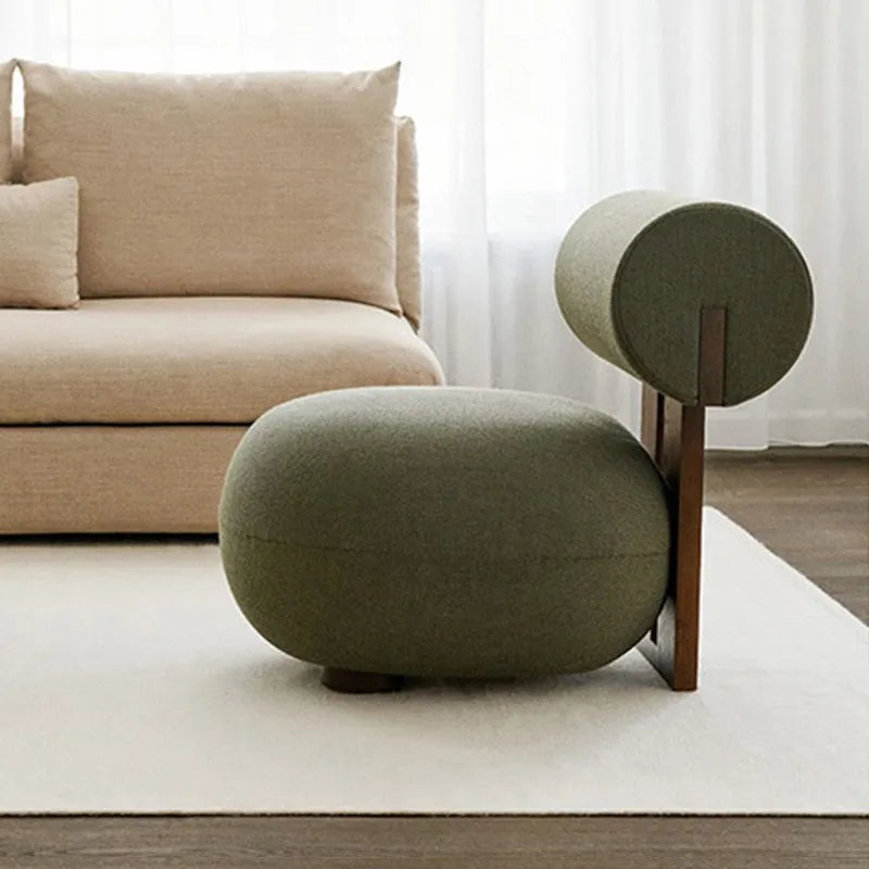 Modern Nordic Velvet Lounge Chair - green side view