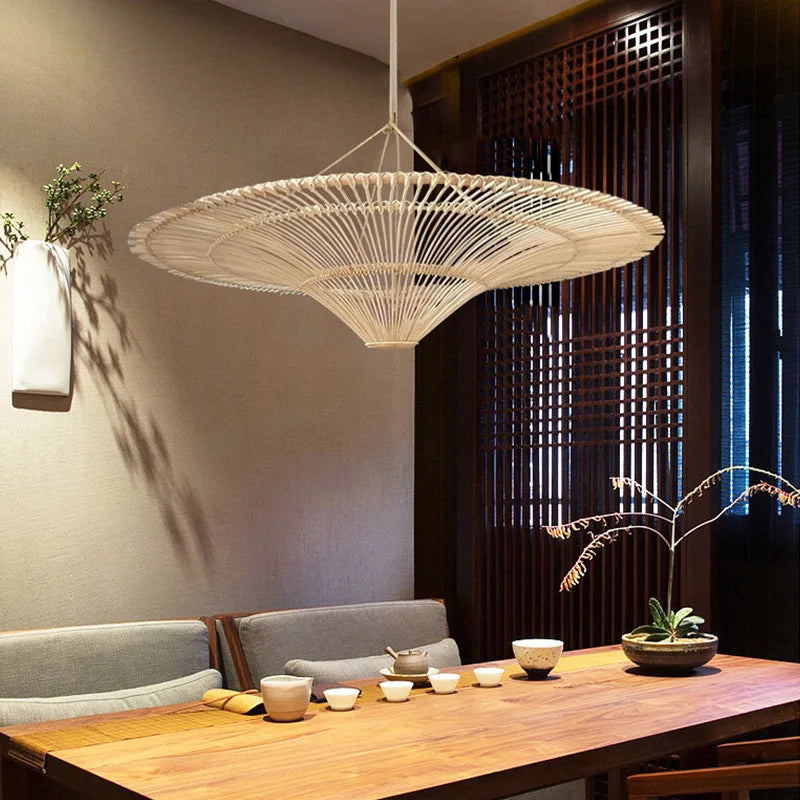 Large Wicker Rattan Pendant Lamp