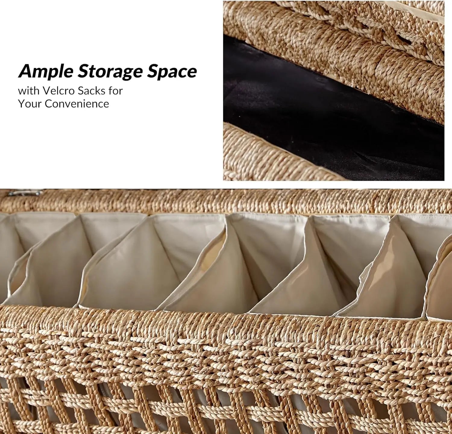 Coastal Boho Rattan Storage Bench - storage