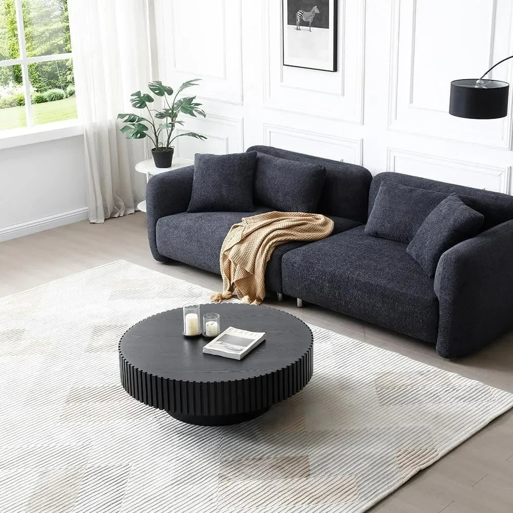 31.5” Modern Round Coffee Table - black