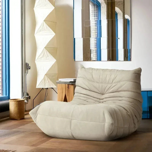 Luxury Velvet Floor Lounge Chair - Beige