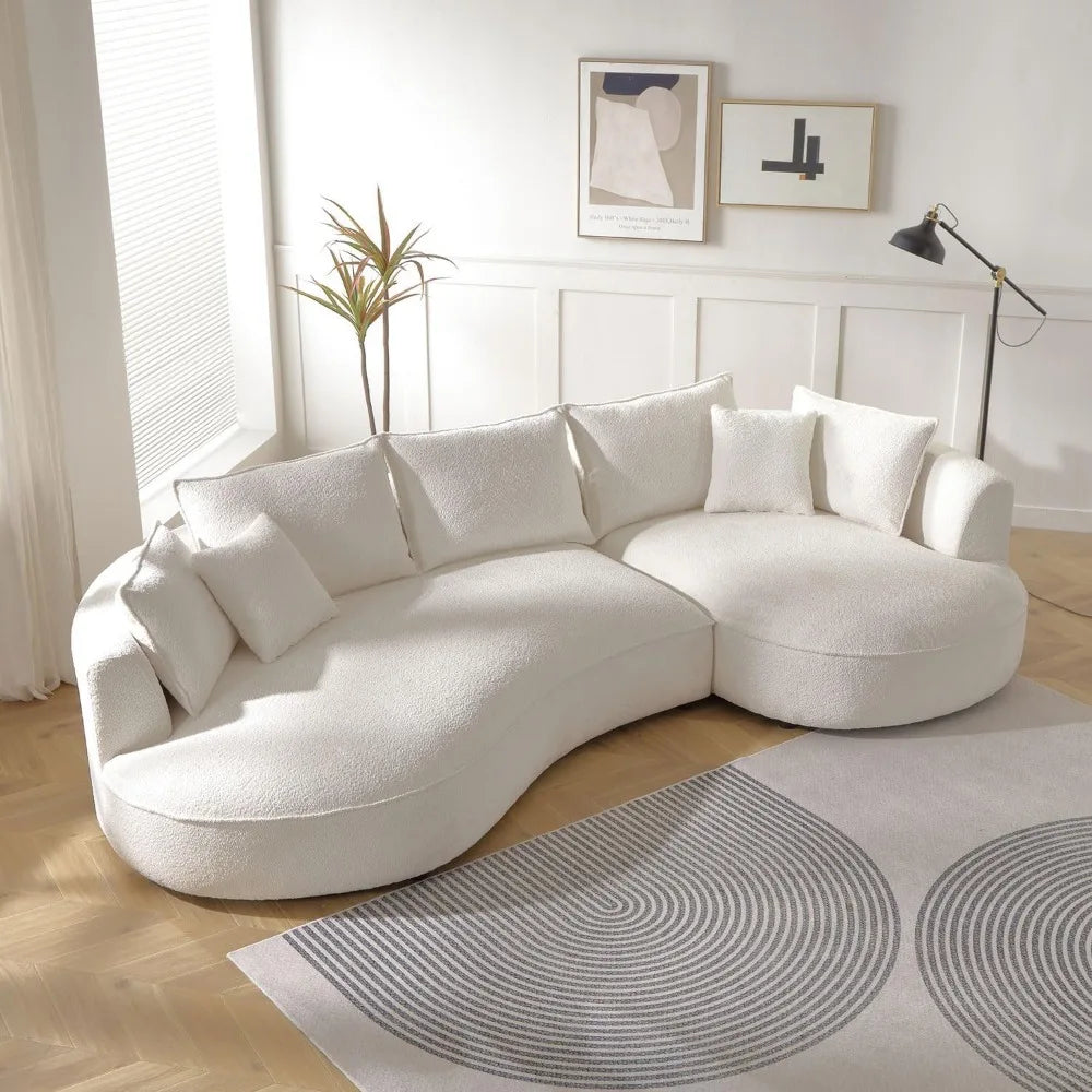 Modern Curved Boucle Sectional Sofa