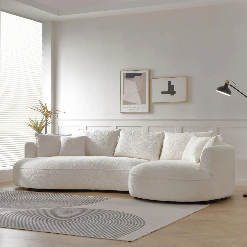 Modern Curved Boucle Sectional Sofa - different angle