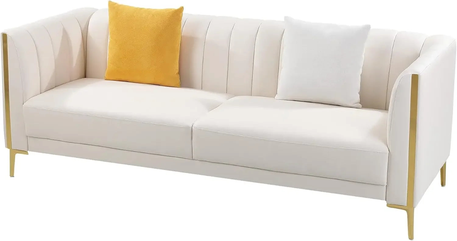 6.5' Modern Faux Leather Sofa - full length photo