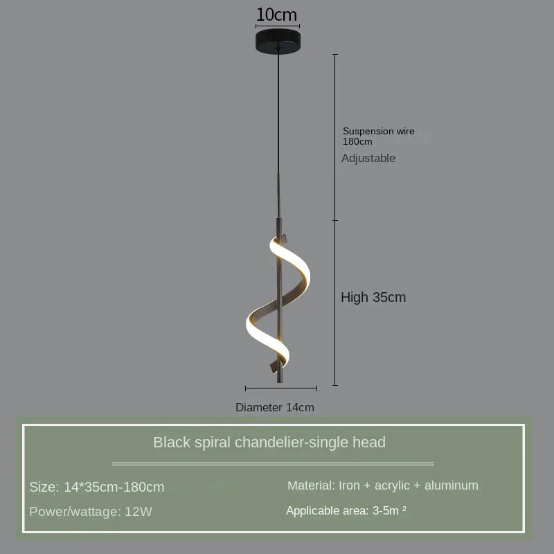 Modern Spiral LED Pendant Light