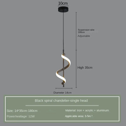 Modern Spiral LED Pendant Light