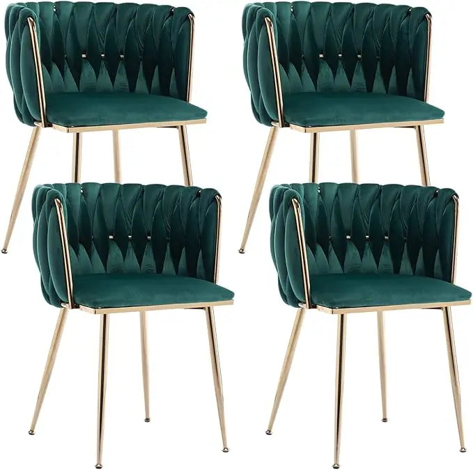 Modern Velvet Tufted Dining Chairs - green set of 4