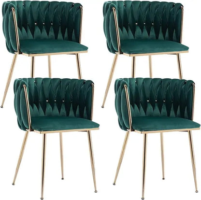Modern Velvet Tufted Dining Chairs - green set of 4