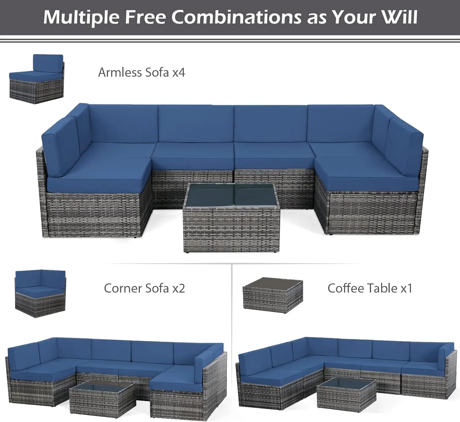 7pcs Outdoor Patio Furniture Set - KozyTrends