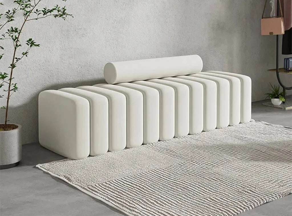 Modern Minimalist Sculptural Ottoman - White