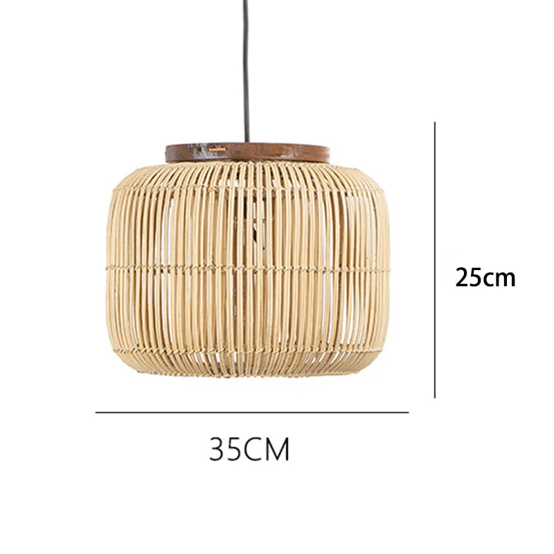 Handwoven Wabi-Sabi Rattan Pendant Light - small dimensions