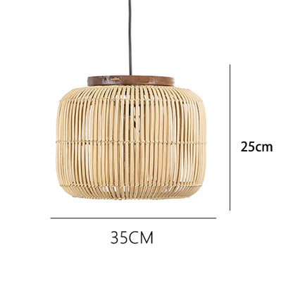 Handwoven Wabi-Sabi Rattan Pendant Light - small dimensions
