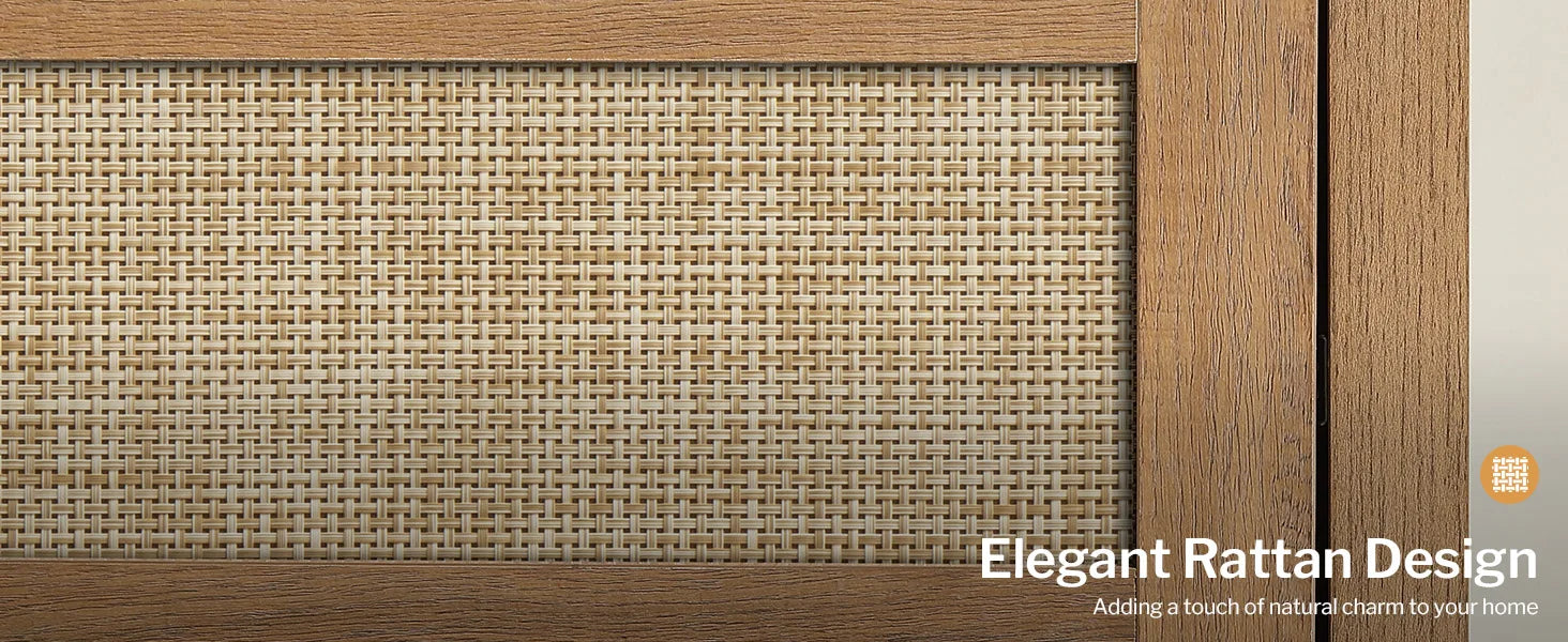 Boho Rattan 6-Drawer Dresser - closeup