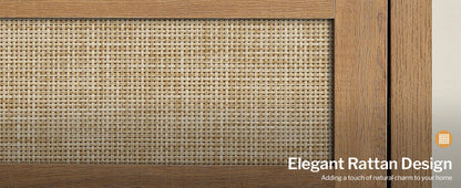 Boho Rattan 6-Drawer Dresser - closeup
