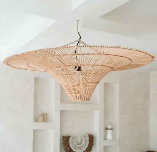 Large Wicker Rattan Pendant Lamp