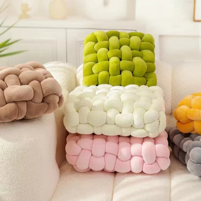 Decorative Hand-Made Knotted Square Plush Pillows - KozyTrends