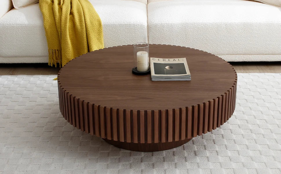 31.5” Modern Round Coffee Table - brown