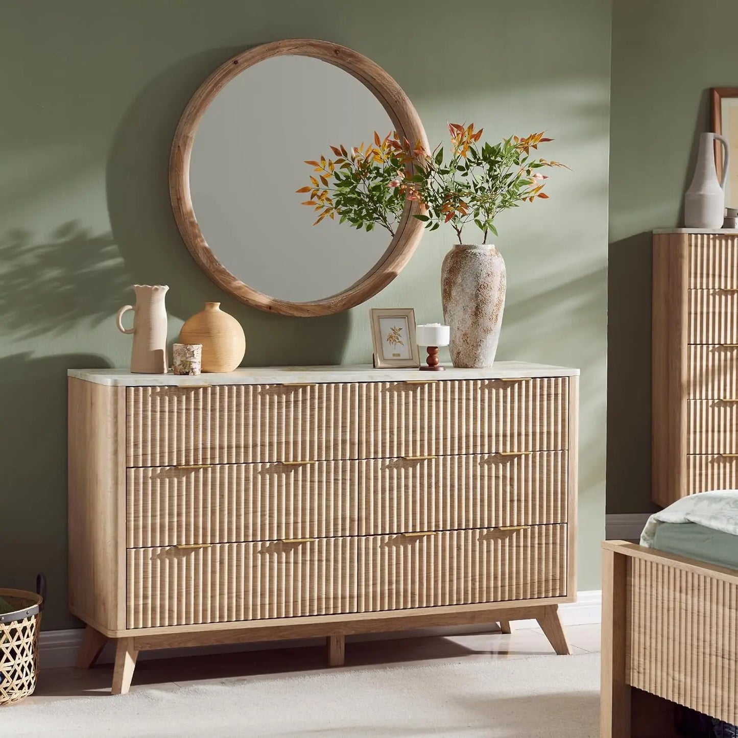 Modern Fluted 6-Drawer Dresser - bedroom