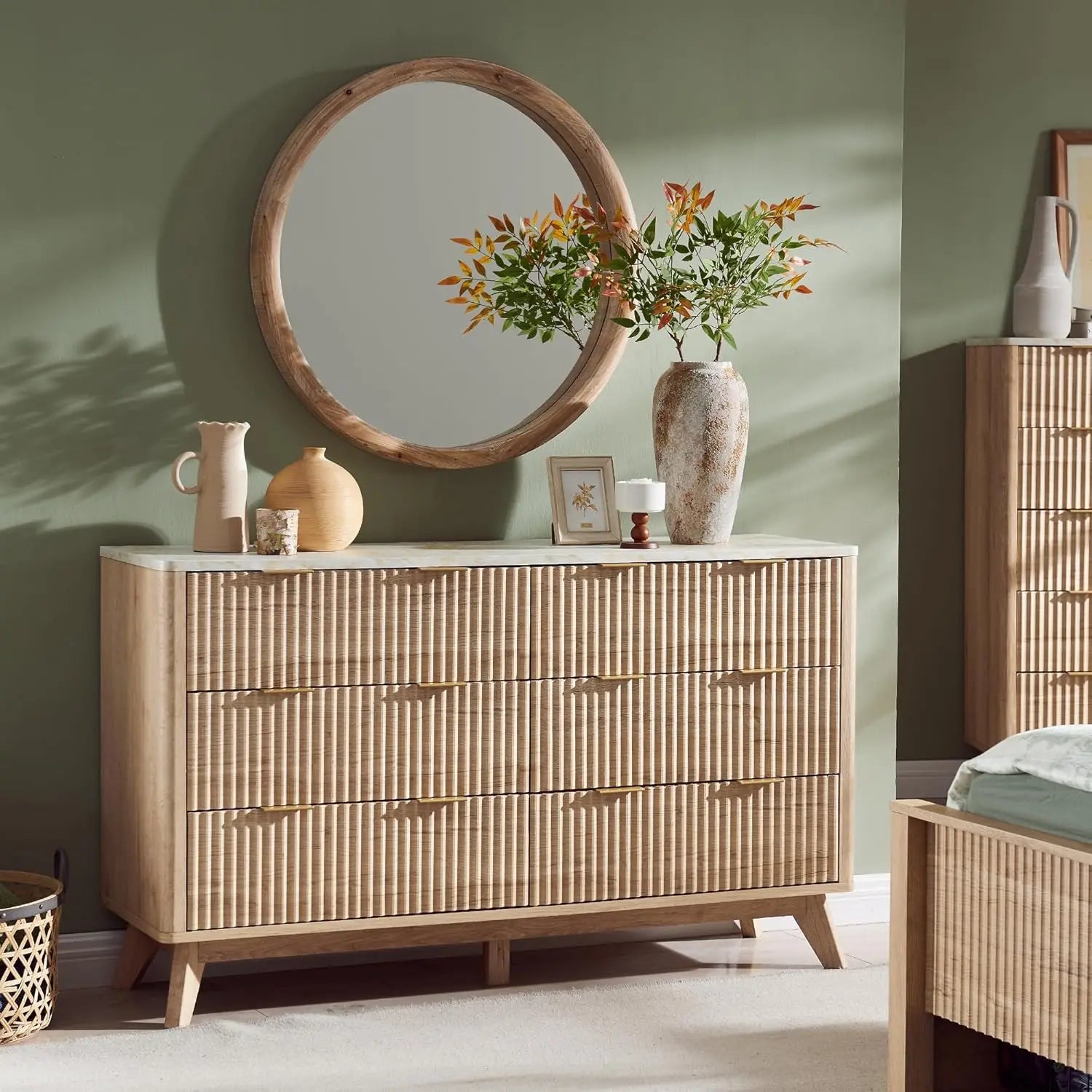 Modern Fluted 6-Drawer Dresser - bedroom