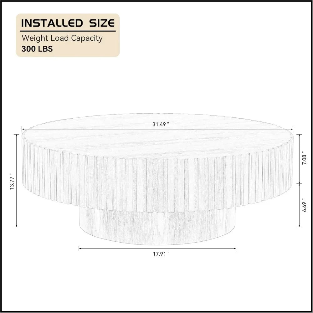 31.5” Modern Round Coffee Table - dimensions