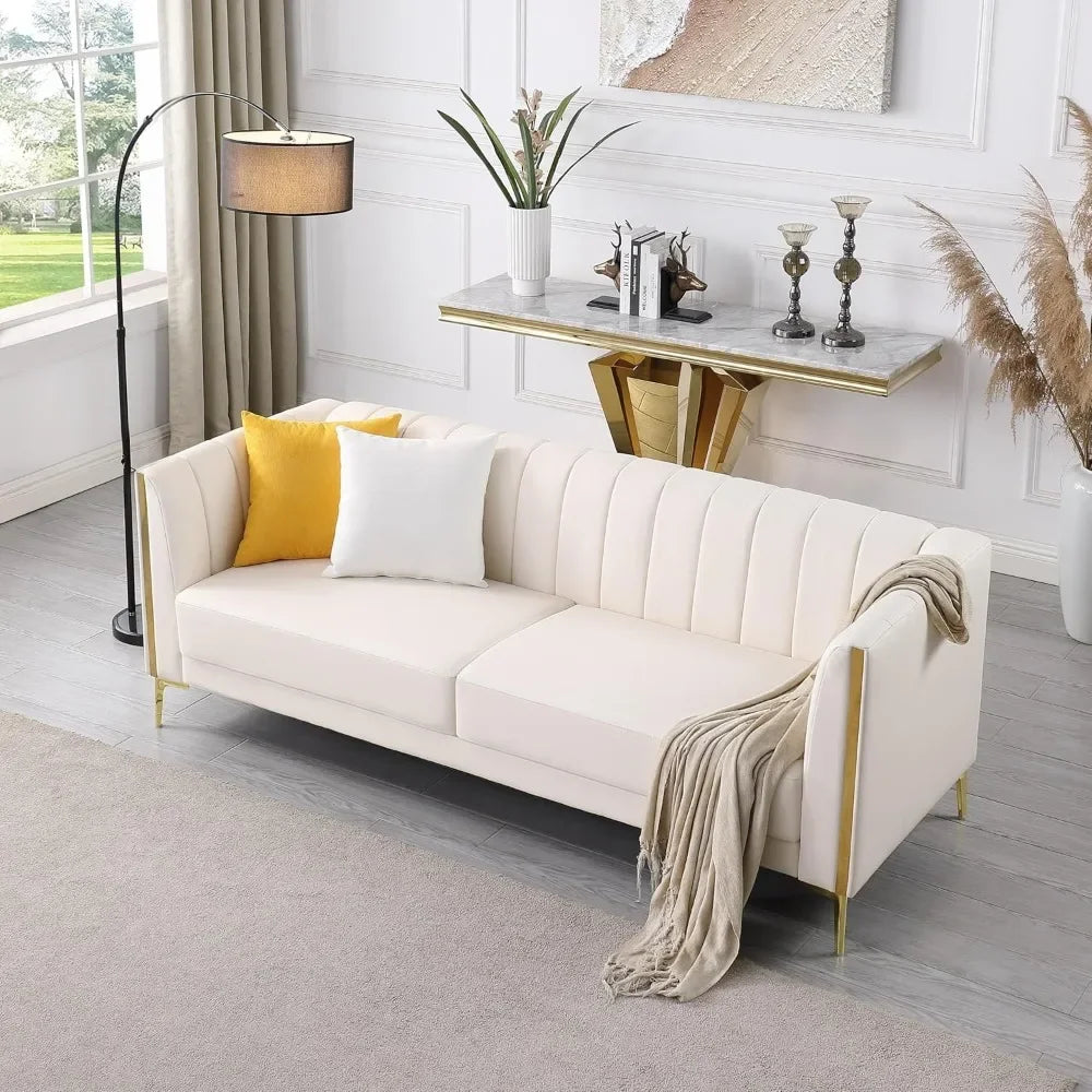6.5' Modern Faux Leather Sofa - side view