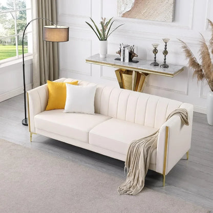 6.5' Modern Faux Leather Sofa - side view