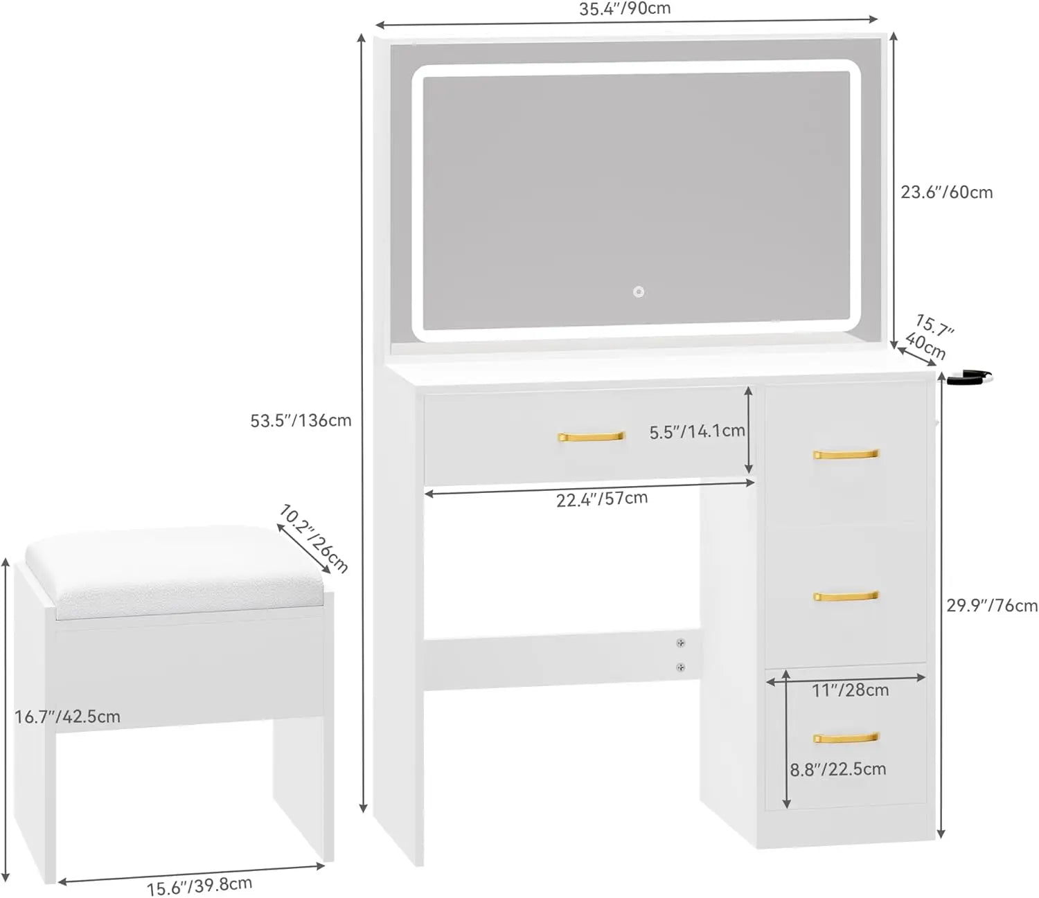 Makeup Vanity Desk with LED Mirror - KozyTrends